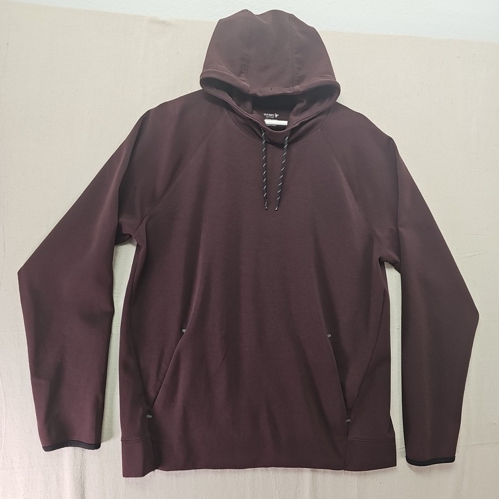 Old Navy Active Dynamic Fleece Men's Large Burgandy Hoodie Stretch Drawstring